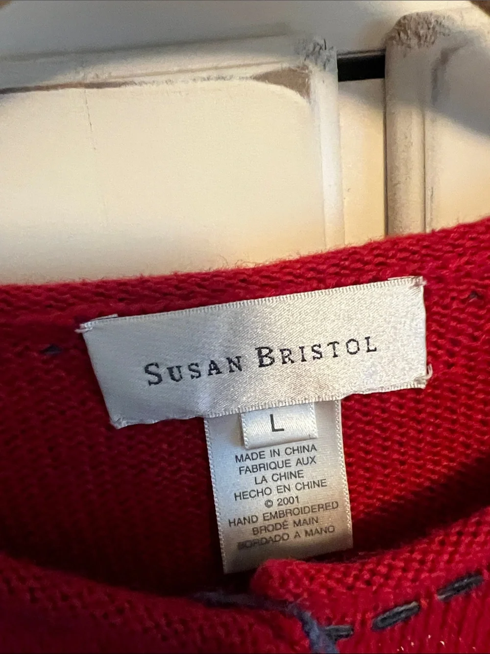 Susan Bristol Red Embroidered Santa Button-Up Cardigan